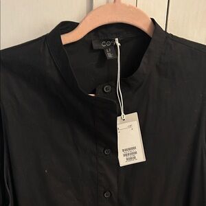 NWT COS Black Mandarin Collar sleeveless dress.Button front, pleats at bottom.